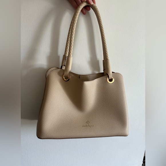 Nanette Lepore Handbags - Nanette Lepore Tan Sybil Braided Handle Shoulder Bag Multiple Pockets EUC